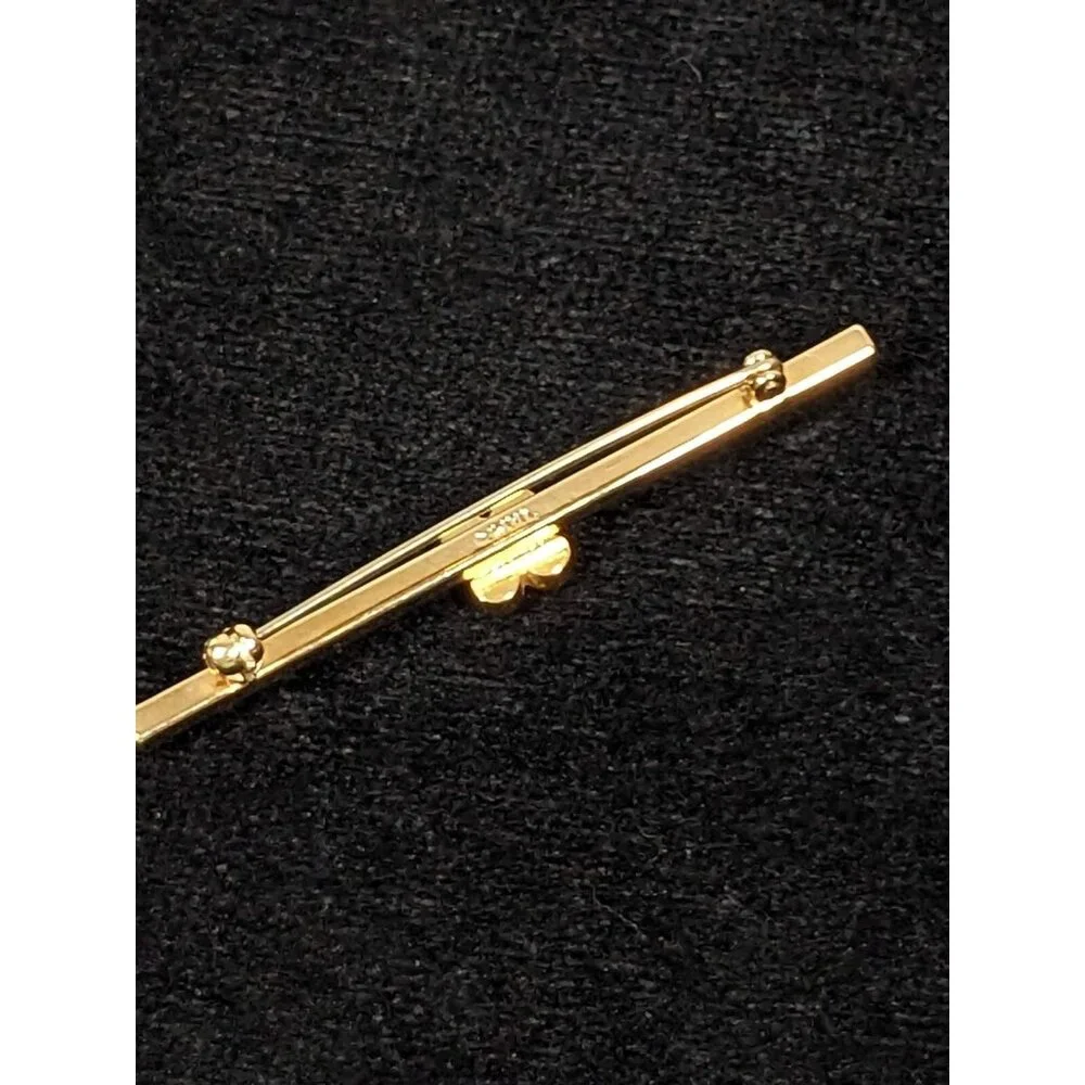 Vintage Avon Gold Tone Bar‎ Pin Rhinestone Brooch Art Deco Style